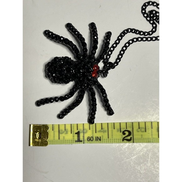 Black Sparkly Rhinestone Spider Necklace Dressy Spooky Halloween Costume Party - Picture 9 of 9